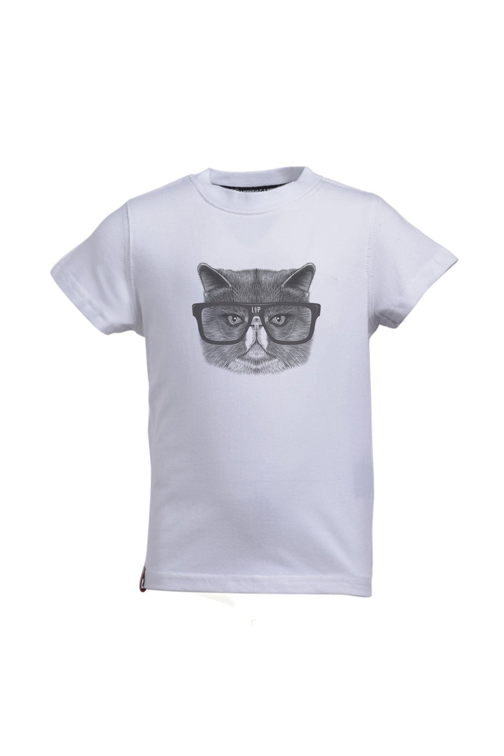 [Angry cat series] cotton short sleeve sweater [Junior]