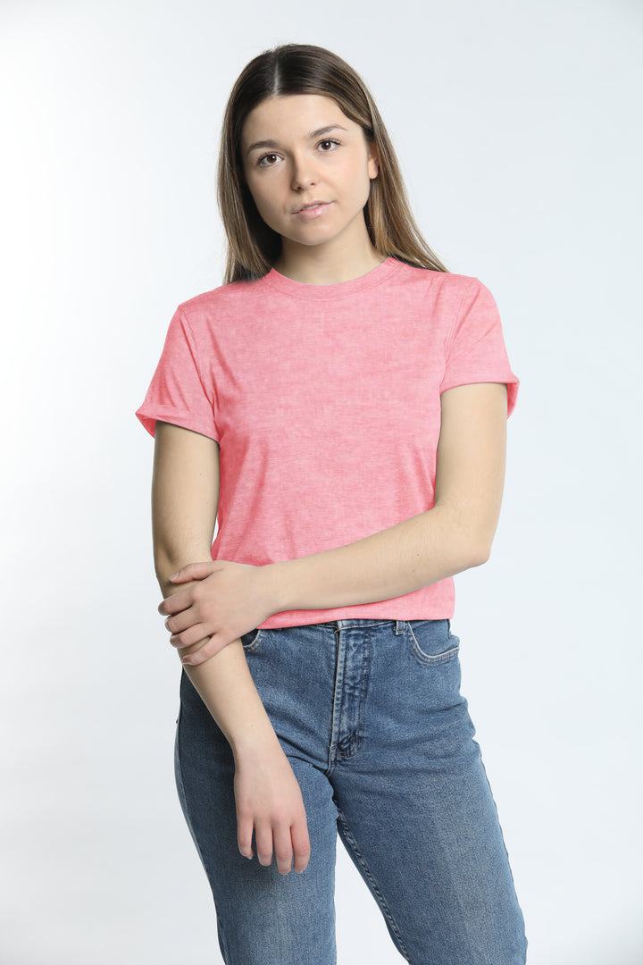 Cotton short-sleeved t-shirts [Woman] [Pink]