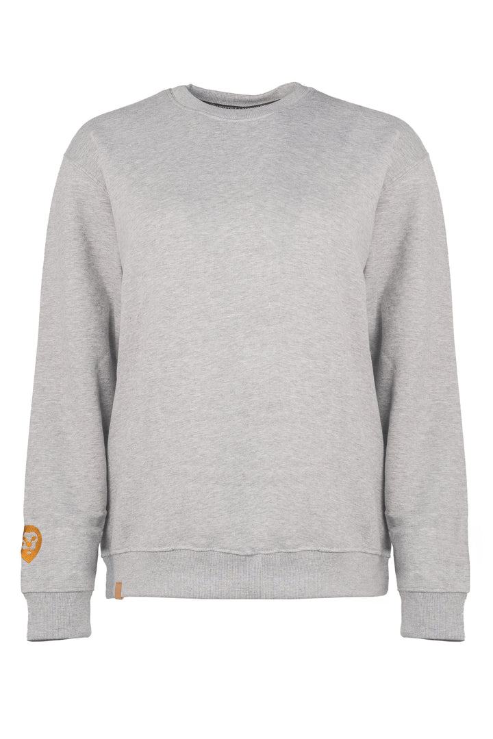 Chandail crewneck ample molletonné à col rond [Bar à écussons] [Femme]