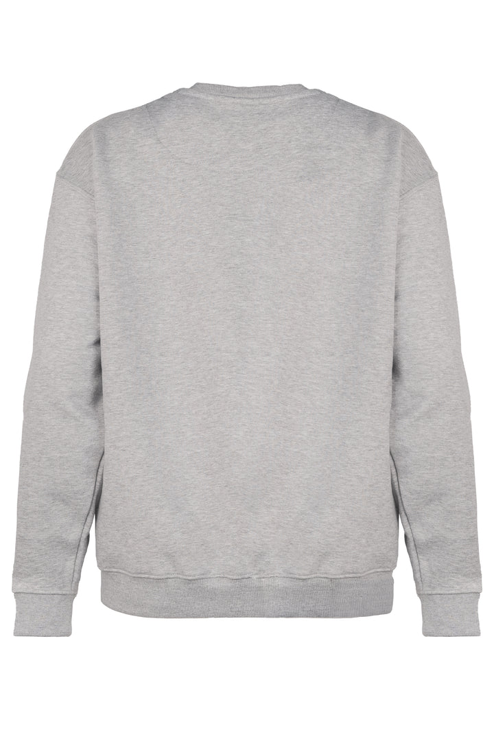 Chandail crewneck ample molletonné à col rond [Bar à écussons] [Femme]