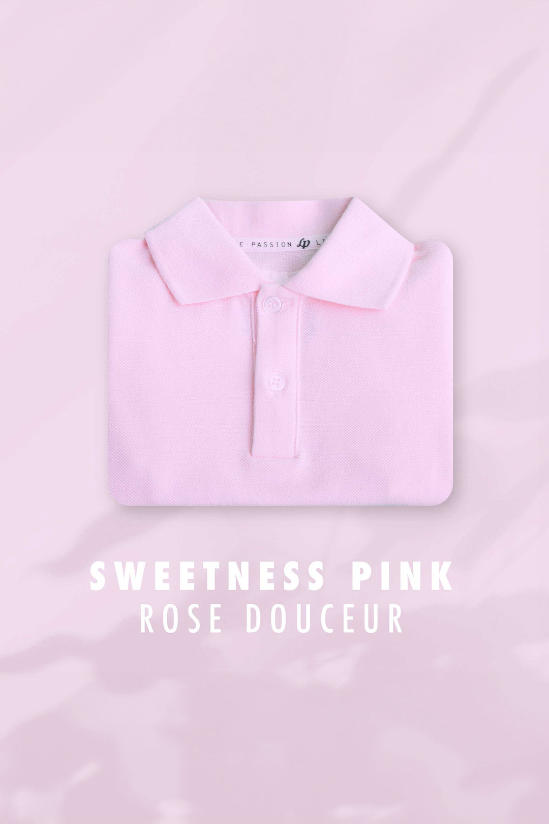 Short-sleeved braided cotton polo shirt [Pink]