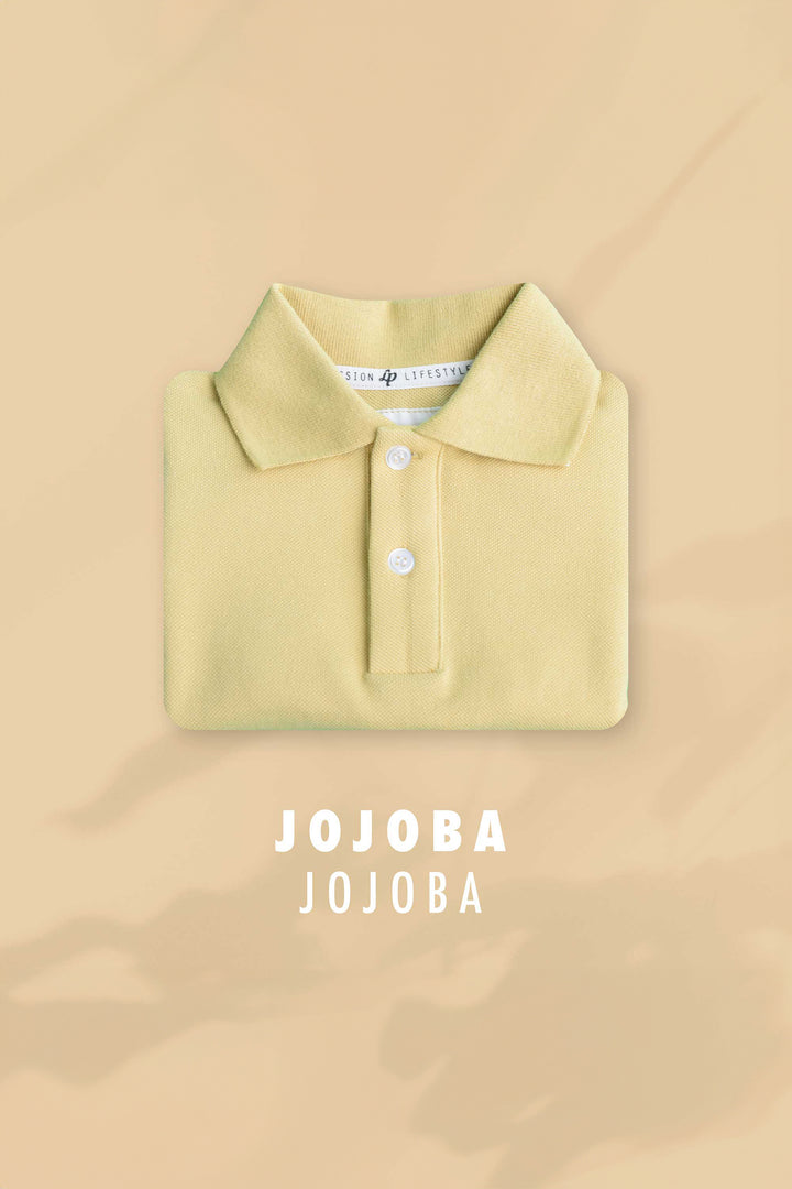 Short-sleeved braided cotton polo shirt [Yellow]