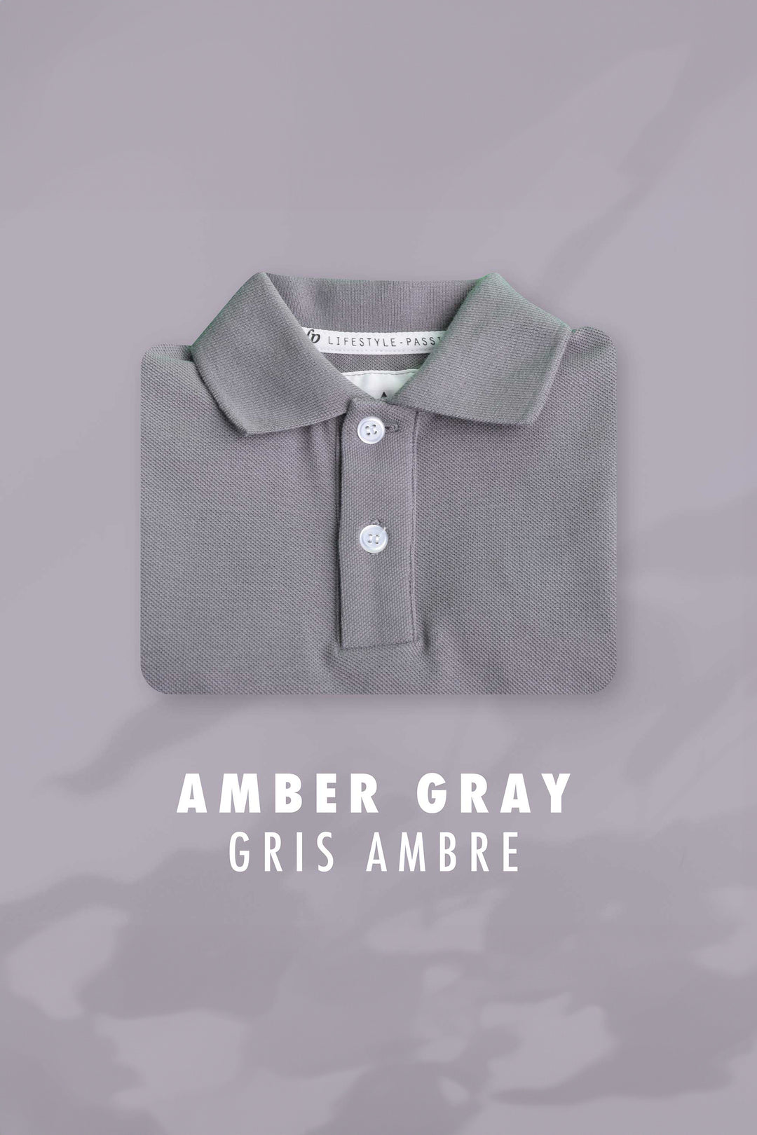 Short-sleeved braided cotton polo shirt [Gray]