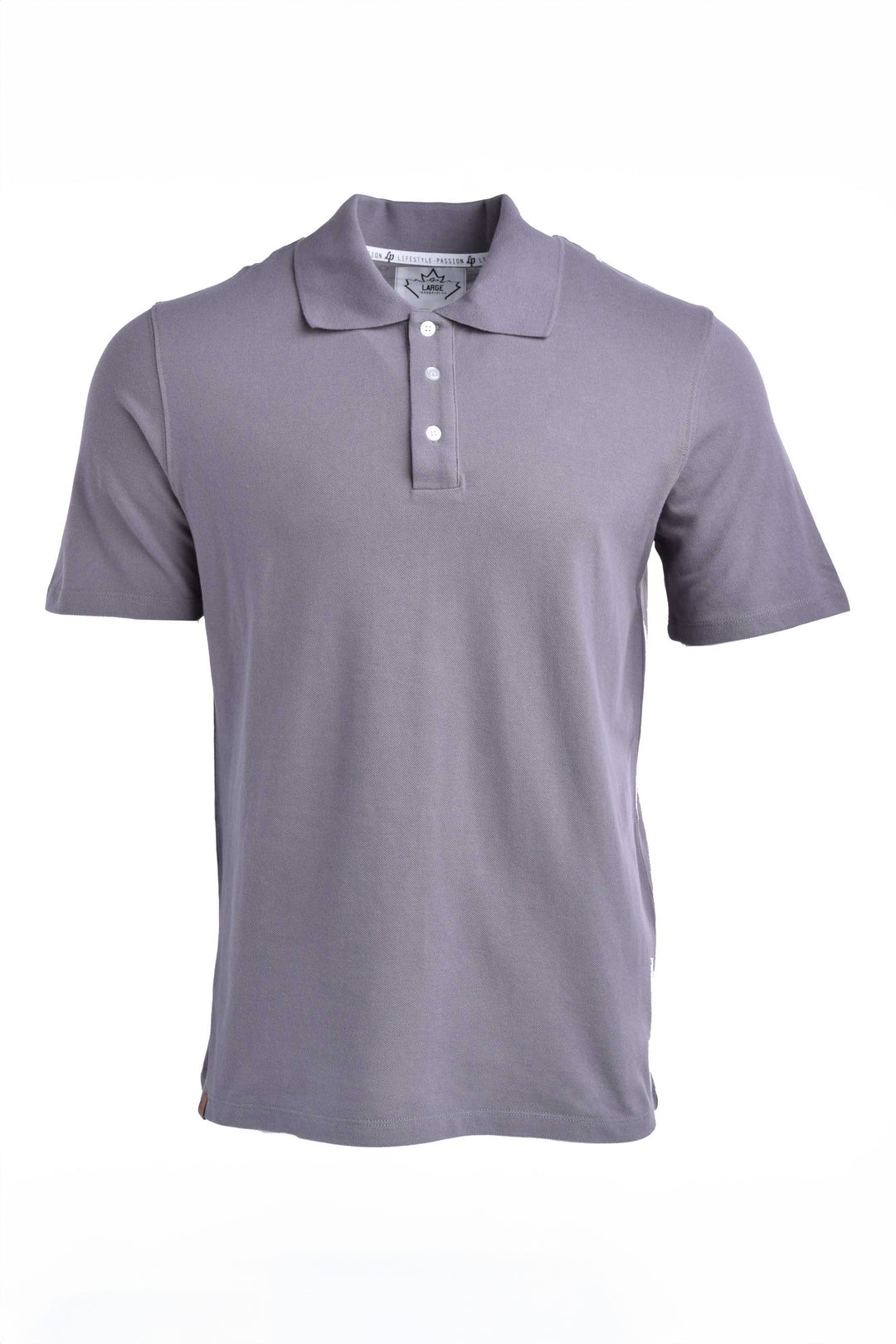 Short-sleeved braided cotton polo shirt [Gray]
