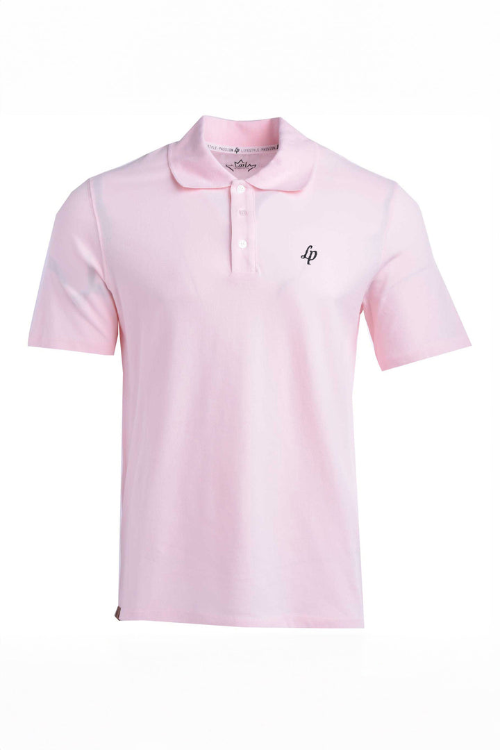 Short-sleeved braided cotton polo shirt