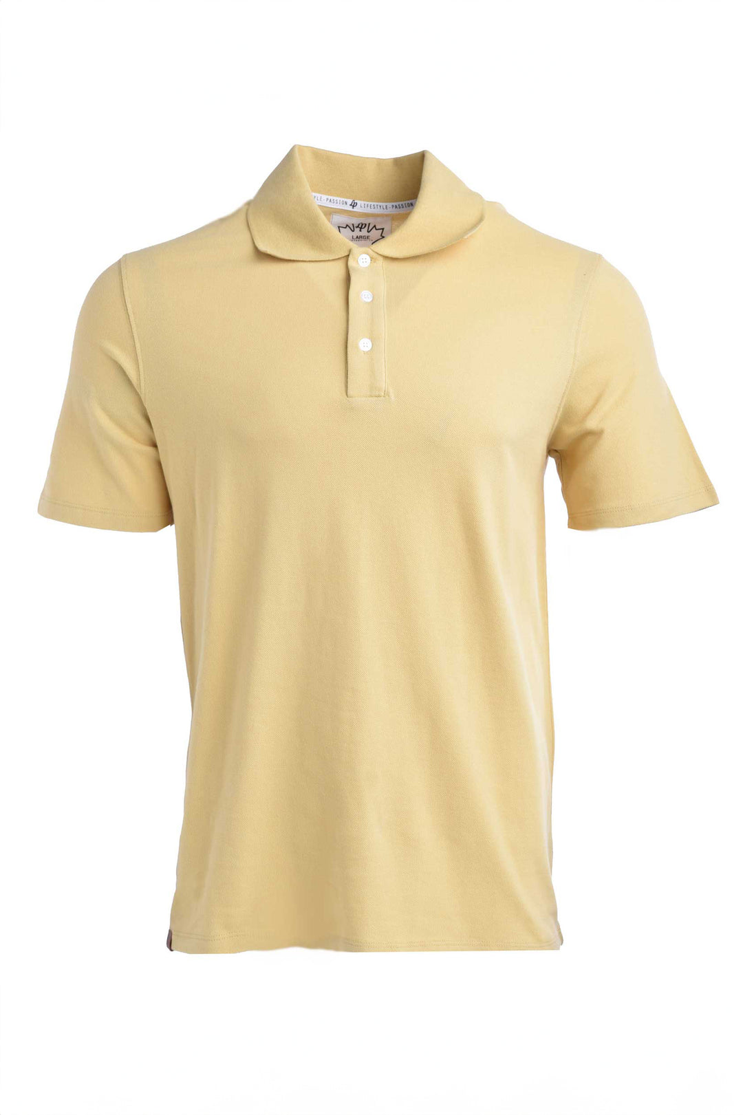Short-sleeved braided cotton polo shirt [Yellow]